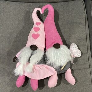 Gnome Heart Pink Curduroy Cloth Couple Gnomes Girl has a skirt love you always